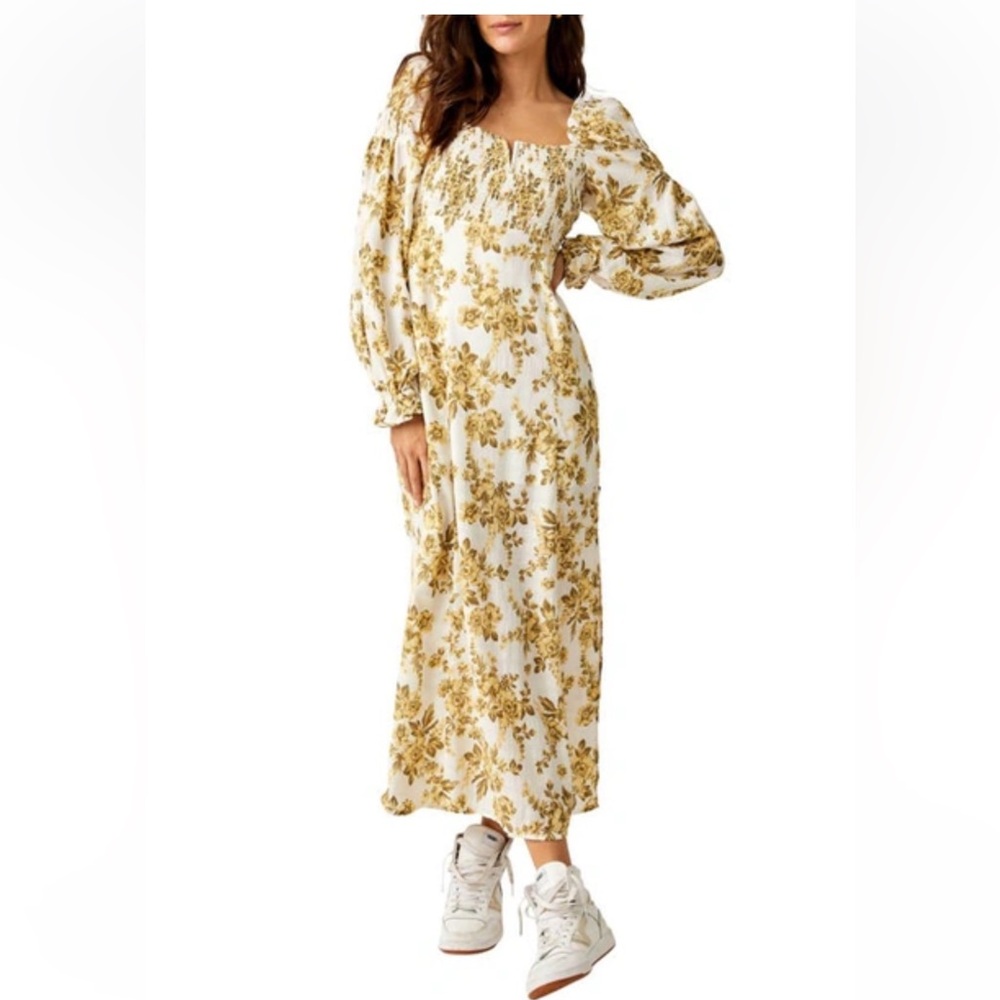 NWT Free People Long sleeve Jaymes Midi Dress Floral Long Boho Size Small